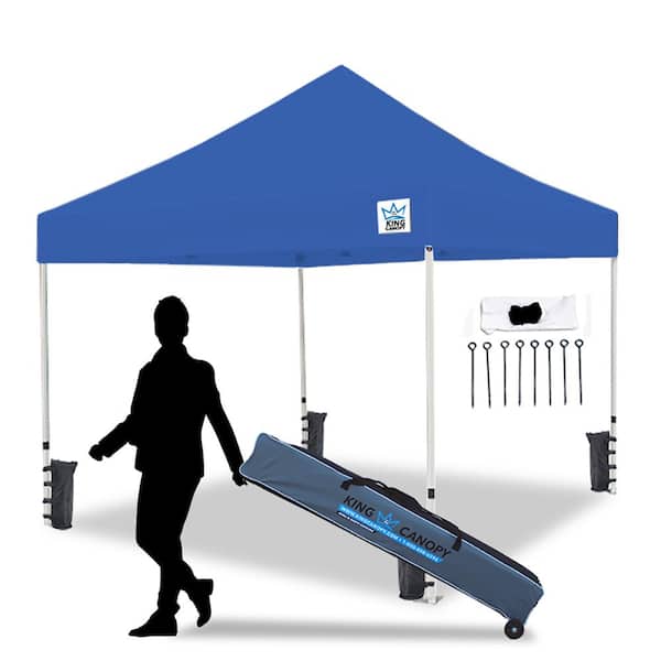 Ares 10 ft. x 10 ft. Commercial Instant Popup Canopy with Weight Bags, 1-1/2 in. Hexagon Legs, Blue Cover