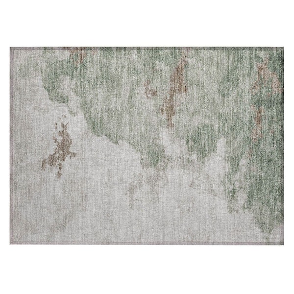 Chantille Machine Washable Indoor/Outdoor Abstract ACN2108 Aloe 1 ft. 8 in. x 2 ft. 6 in. Accent Rug