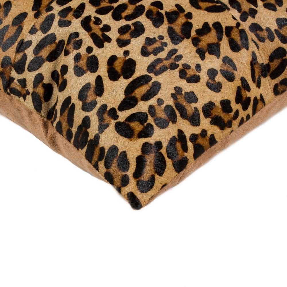 Leopard Print 18" Cowhide Throw Pillow