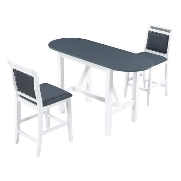 Polibi 3-Piece White Wood Top Dining Room Set Seats 2
