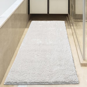 Luxury Bath Collection Non-Slip Rubberback Solid Soft Cream 2 ft. x 6 ft. Indoor Runner Rug