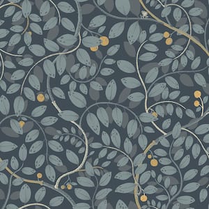Kirke Blue Leafy Vines Wallpaper Sample