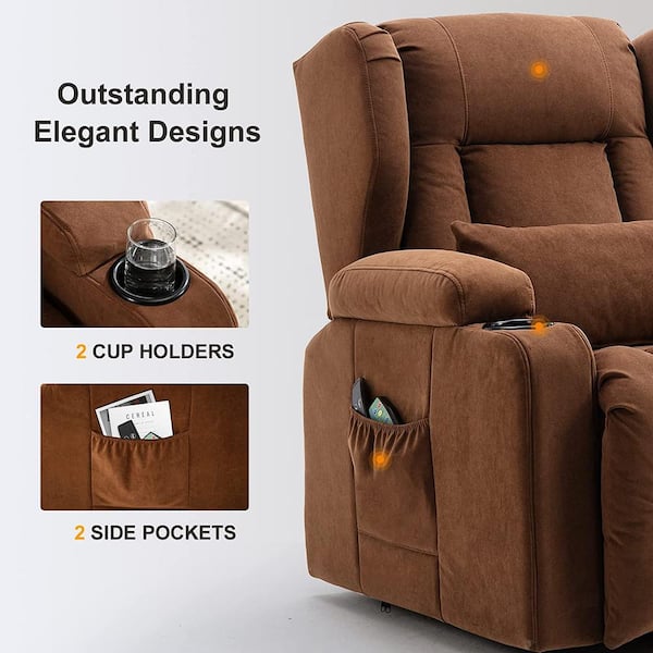 Lucklife Brown Power Lift Recliner Chairs for Elderly with Heated Massage,  Lumbar Pillow HD-H1150-BROWN-KD - The Home Depot