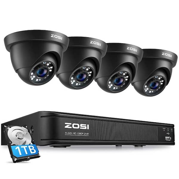 ZOSI 8-Channel 5MP-Lite 1TB DVR Security Camera System with 4 1080p Outdoor Wired Cameras, Surveillance System