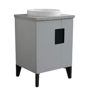 25 in. W x 22 in. D Single Bath Vanity in Light Gray with Granite Vanity Top in Gray with White Round Basin