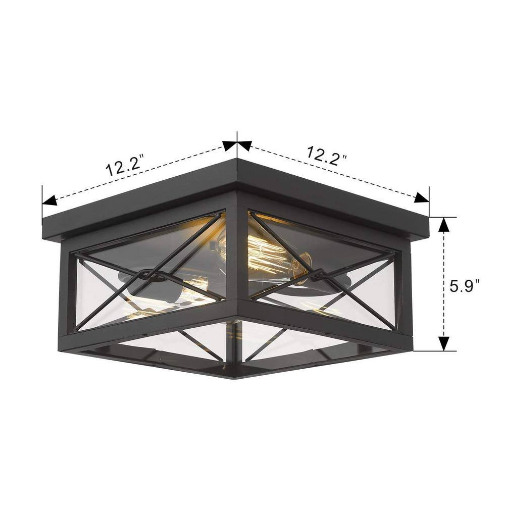 Black Glass 12-Inch Flush Mount Ceiling Light Fixture