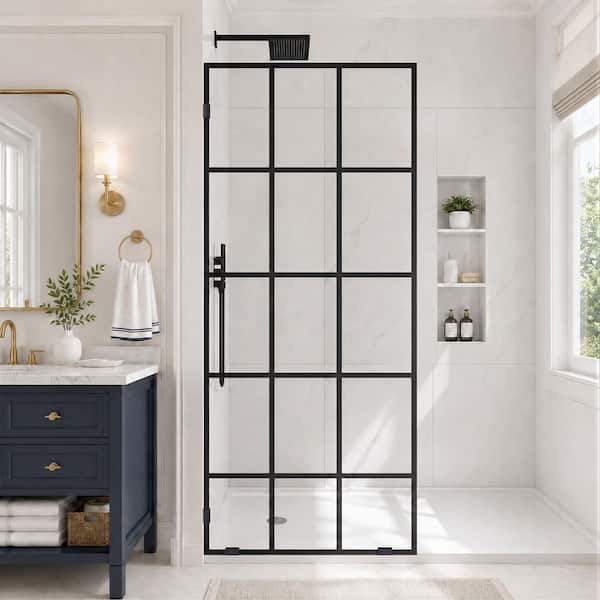 Velusian 36 in. W x 78 in. H Frameless Fixed Single Panel Shower