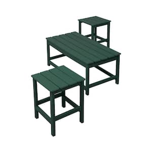 Laguna 3-Piece Dark Green Poly Plastic Outdoor Patio UV Resistant  Coffee and Side Table Set