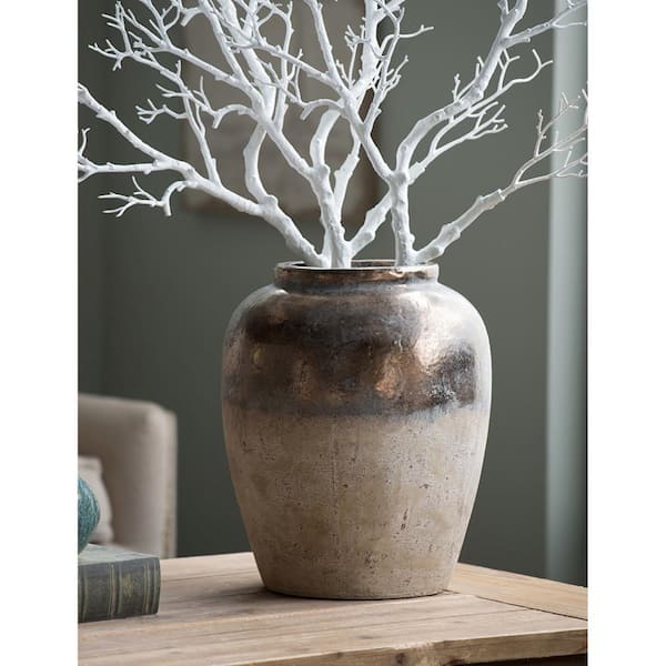 A & B Home 16 in. Candia Sienna Brown Ceramic Vase 1344 - The Home