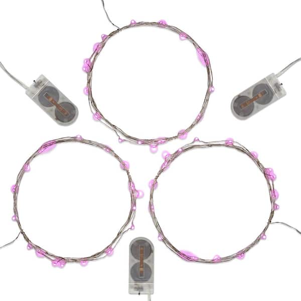 LUMABASE 20-Pink Waterproof Mini LED String Light (Set of 3)