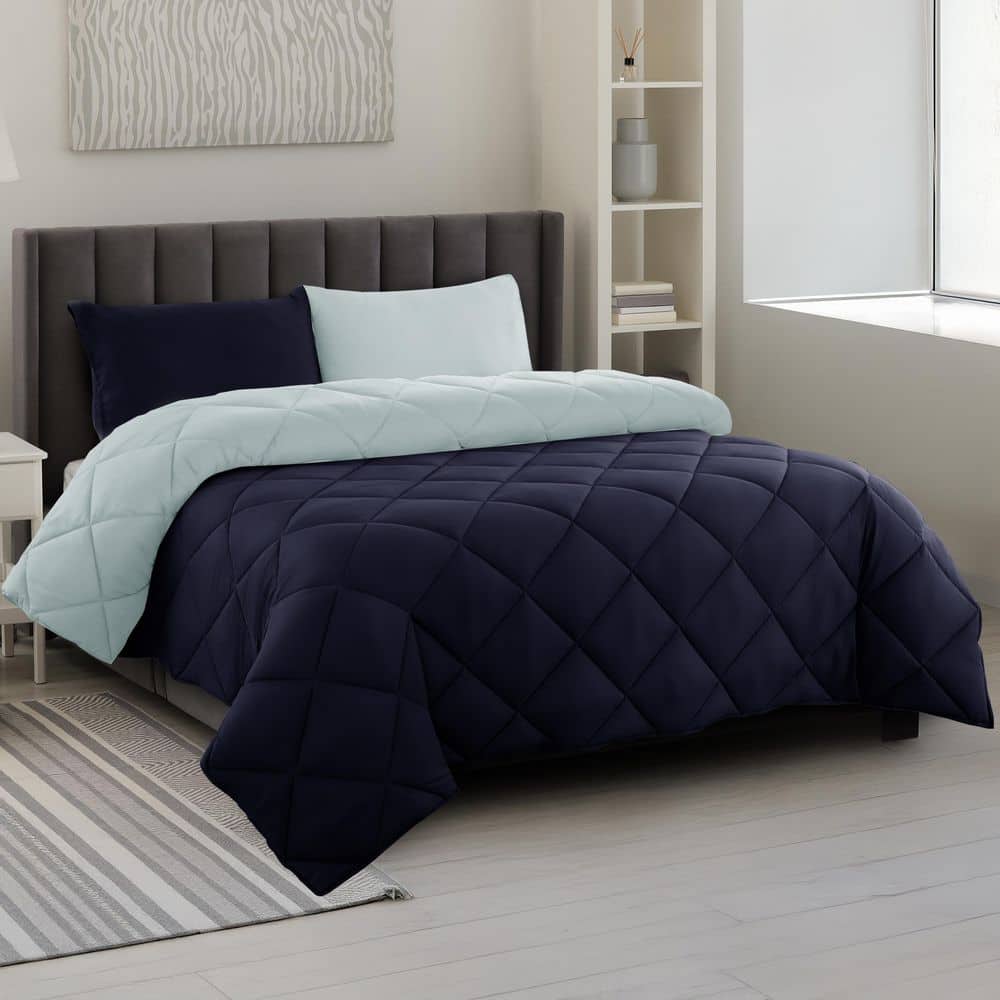 3-Piece Medium Warmth Reversible Navy Down Alternative King Comforter price history on PriceWatchPro