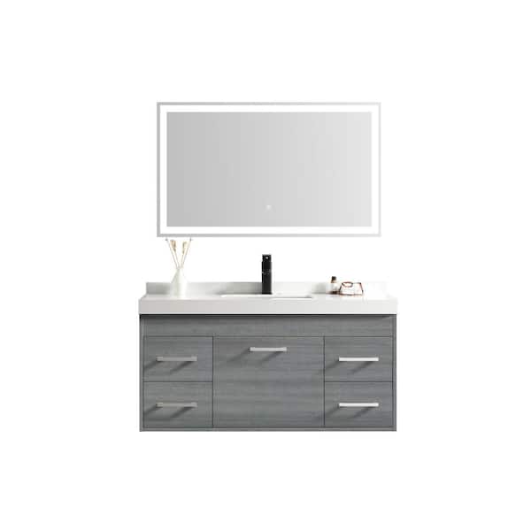 Garrido Bros. and Co. Catalina 42 in. w x 21.30 in. T x 19 in. D Single Sink Bath Vanity in Deep Gray with White Ceramic Top and Mirror