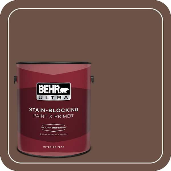BEHR ULTRA 1 gal. #MQ2-05A Authentic Brown Extra Durable Flat Interior Paint & Primer