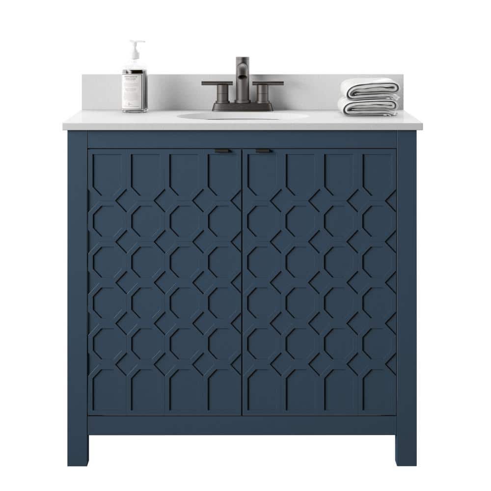 Franklin Blue MDF Single Vanity with White Ceramic Sink