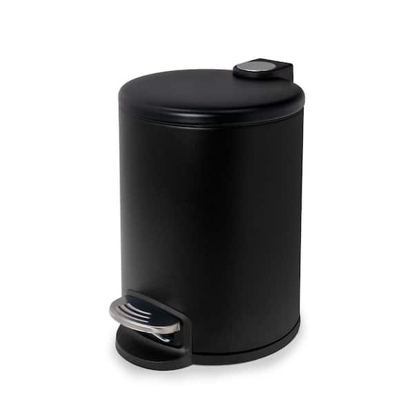 ACENTO Small Round 5 L/1.3 Gal Pedal Trash Bin with Soft Close Lid in Matte Black