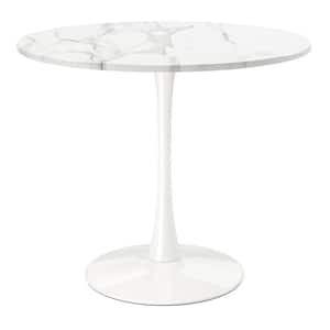 White Metal 36 in. Pedestal Dining Table Seats 4)