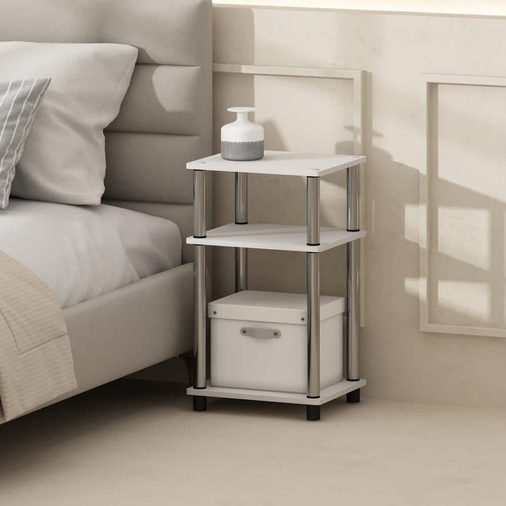 Furinno Just White Oak/Stainless Steel 13.4 in W Nightstands