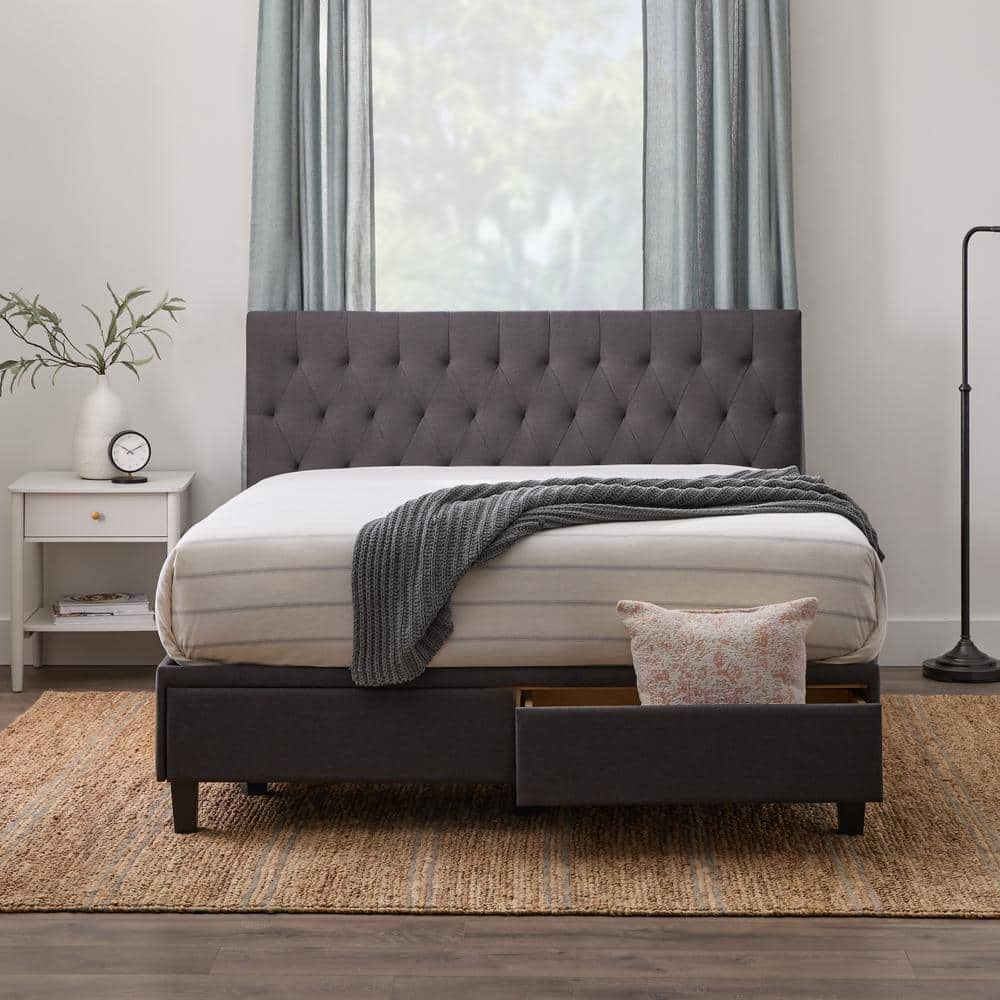 Brookside Morgan Charcoal Gray Wood Frame Full Platform Bed with ...