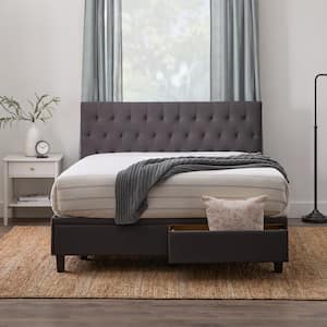 Morgan Charcoal Gray Wood Frame Full Platform Bed with Storage Drawers