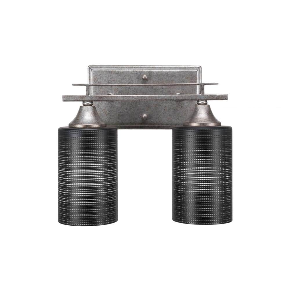 Ontario 11.25 in. 2-Light Aged Silver Vanity Light
