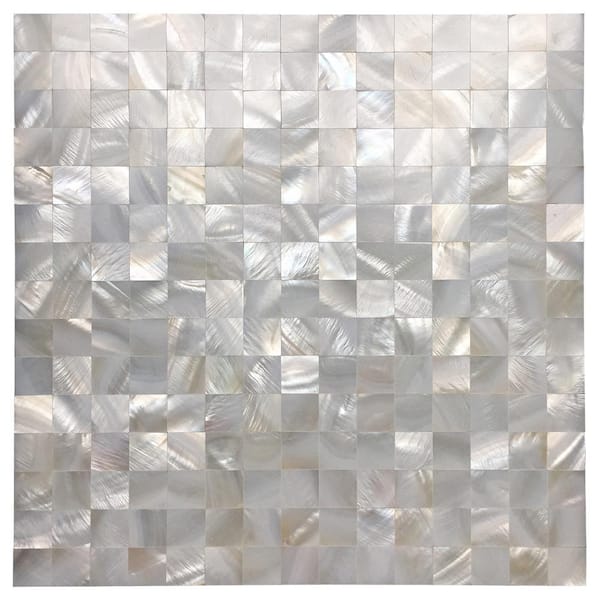Art3d 12 in. x 12 in. Mother of Pearl Shell Mosaic Tile Backsplash in White