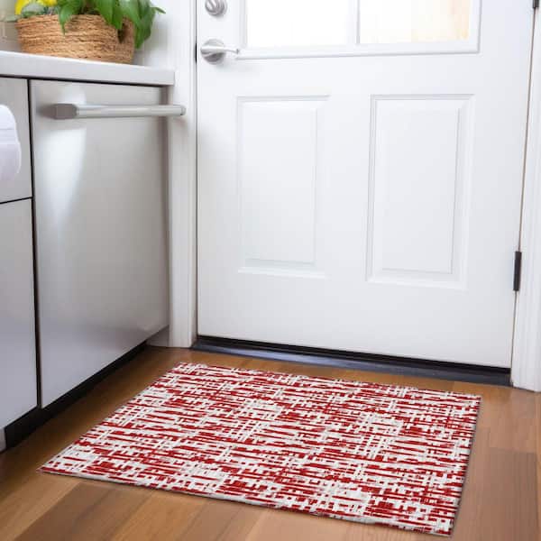 Mayfield Premium Machine Washable Abstract AMF1059 Red 2 ft. x 3 ft. Area Rug