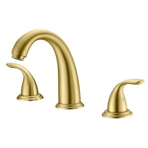 Traditional Double Handle Tub Deck Mount Roman Tub Faucet with Corrosion Resistant in Brushed Gold