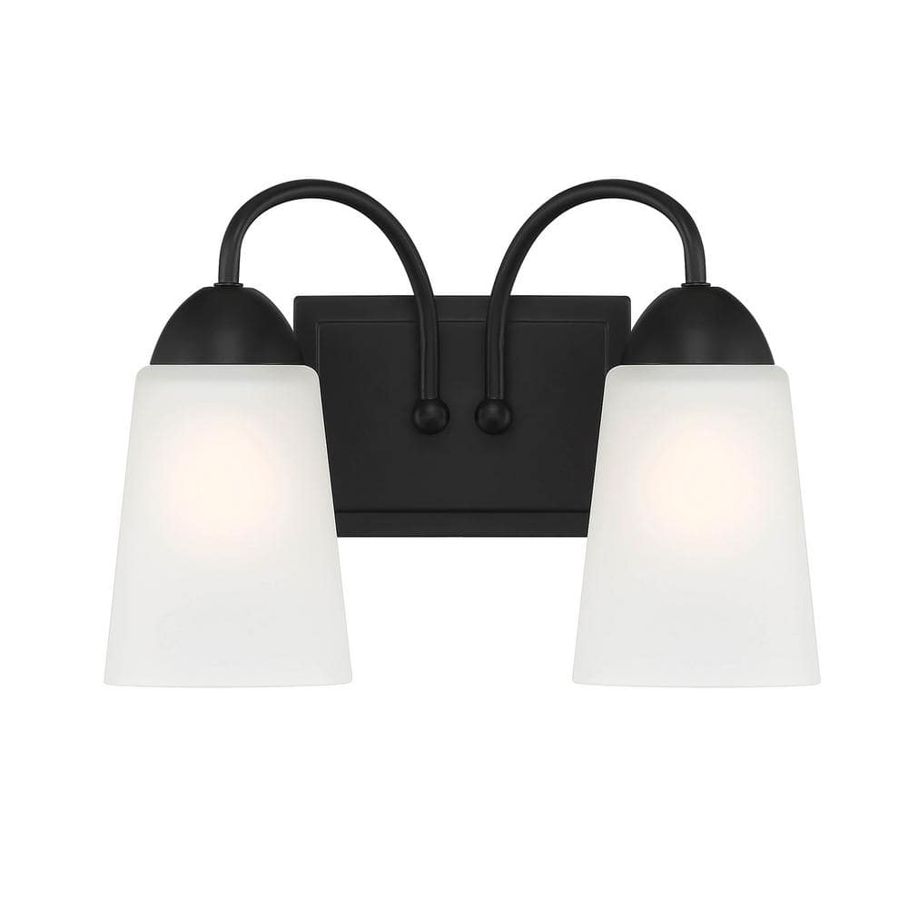 Malone Matte Black Transitional 2-Light Vanity Wall Sconce
