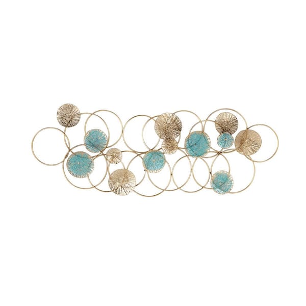 Litton Lane 16 in. x 48 in. Rose Gold Metal Contemporary Abstract Wall Decor