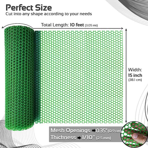 Angel Sar 15.7 in. x 10 ft. Plastic Chicken Wire Fence Mesh, Hexagonal Fencing Poultry Netting for Coop Farm Garden Green