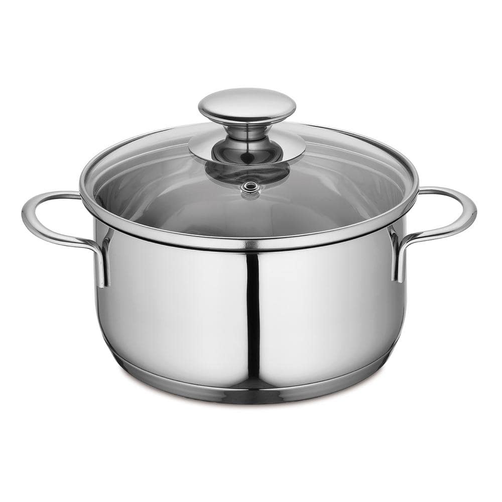 SLOTTET 6 Quart Stainless Steel Stock Pot with Strainer Glass Lid,6 Qt Soup  Pot Multipurpose Stockpot with Pour Spout,Stay-cool silicone Handle.
