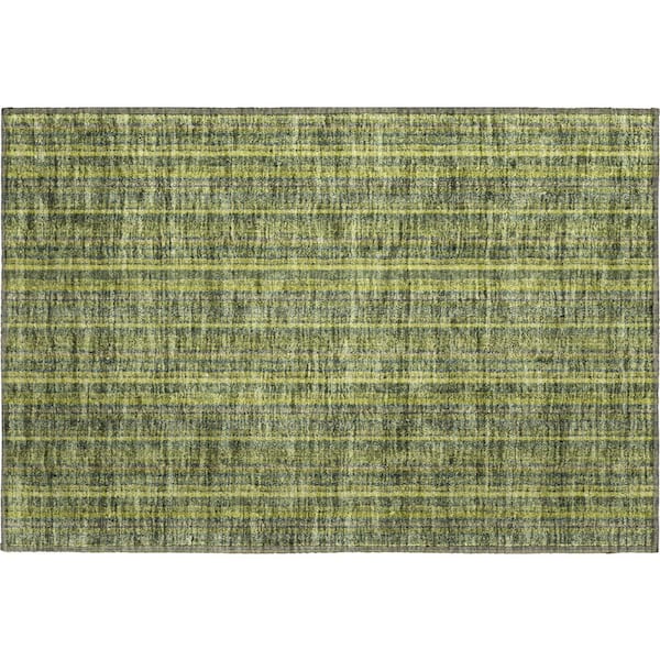 Mayfield Premium Machine Washable Abstract AMF982 Olive 1 ft. 8 in. x 2 ft. 6 in. Area Rug