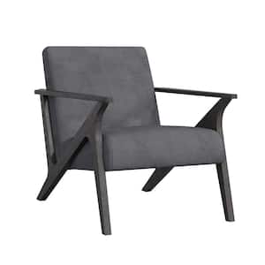 Jenson Gray Velvet Solid Wood Frame Accent Chair