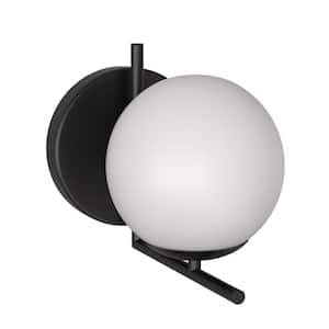 Modern 7.87 in. 1 Black Bathroom Vanity Wall Sconce with White Shade