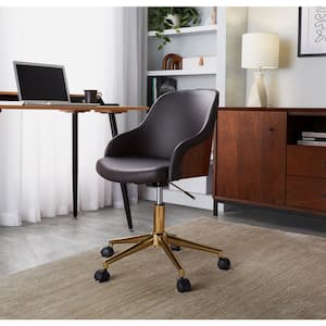 LumiSource Bacci Faux Leather Adjustable Office Chair in Cream