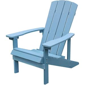 Weather Resistant Hips Plastic Adirondack Chair Lounger, Fire Pit Chairs for Patio Balcony Deck in Lake Blue