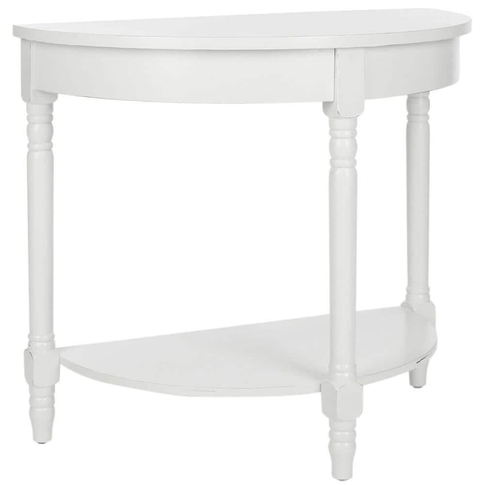 Elegant Georgian Demilune Console Table with Storage in Shady White