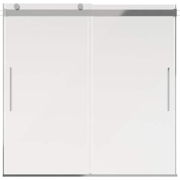 Classic 500 55-3/8 to 59-3/8 in. W x 59 in. H Frameless Sliding Bathtub Door in Chrome with 1/4 in. Clear Glass