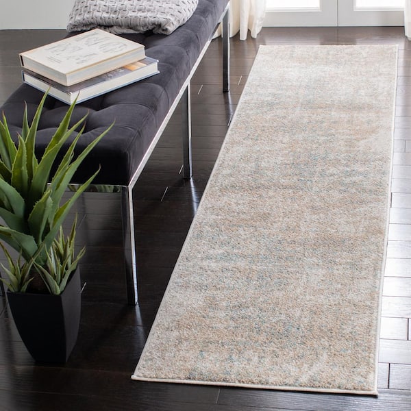 Adirondack Beige/Slate 3 ft. x 14 ft. Abstract Runner Rug