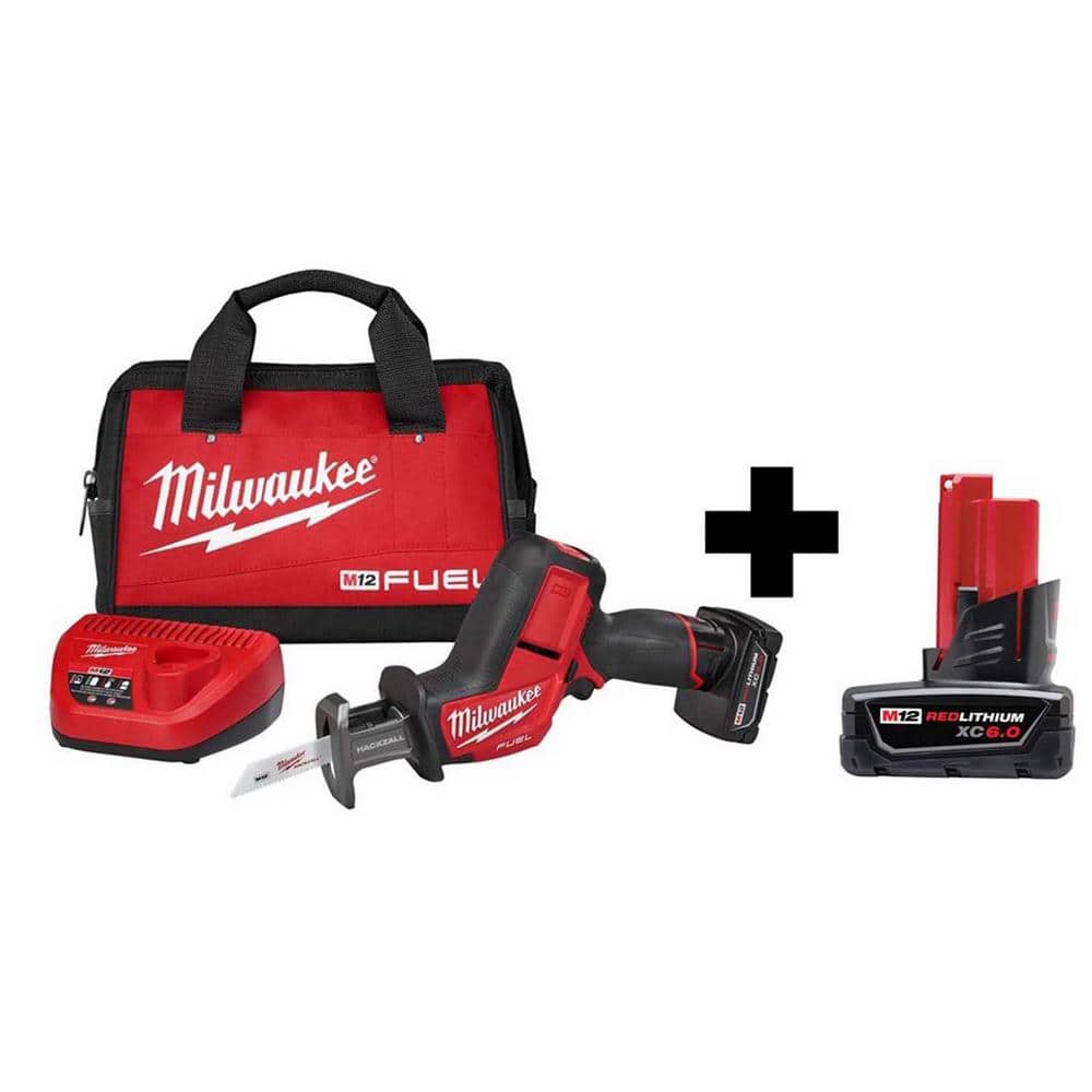 Milwaukee M12 FUEL 12V Lithium-Ion Brushless Cordless HACKZALL Reciprocating Saw Kit with 6.0Ah Battery -  2520-21XC-X2