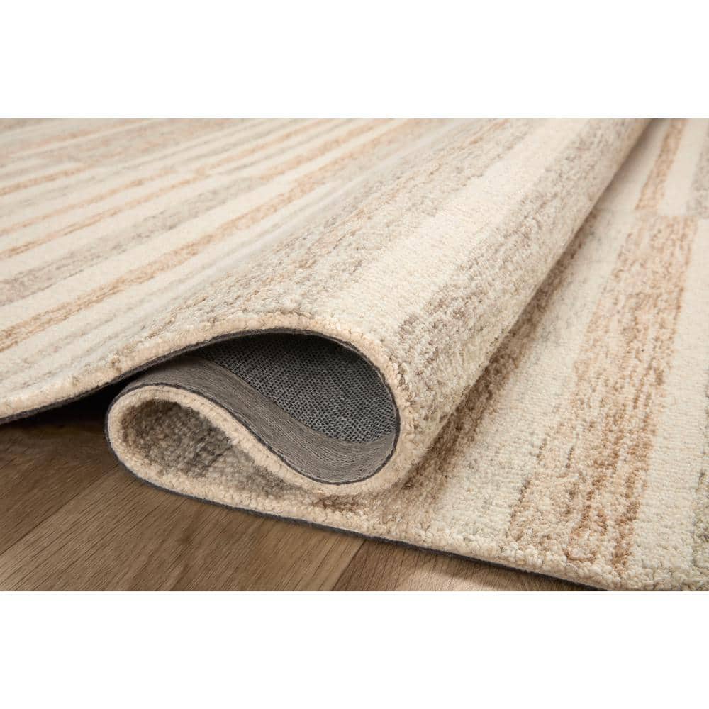 Ivory Stripe High Pile Hand-Tufted Wool Area Rug, 7'9" x 9'9"