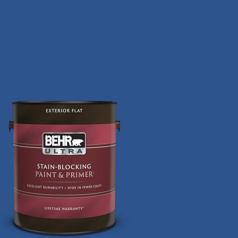 BEHR ULTRA 1 gal. #P520-7 Flashy Sapphire Flat Exterior Paint & Primer