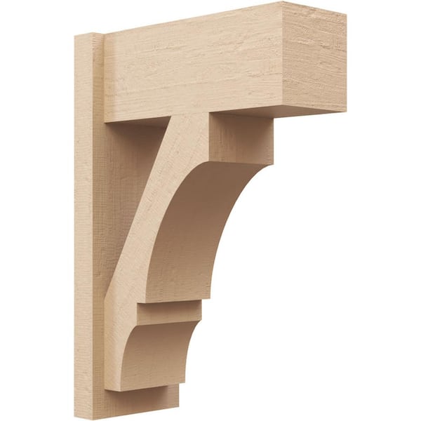 Ekena Millwork 8 in. x 26 in. x 18 in. Balboa Block Rough Cedar Woodgrain Timberthane Polyurethane Outlooker, Primed Tan