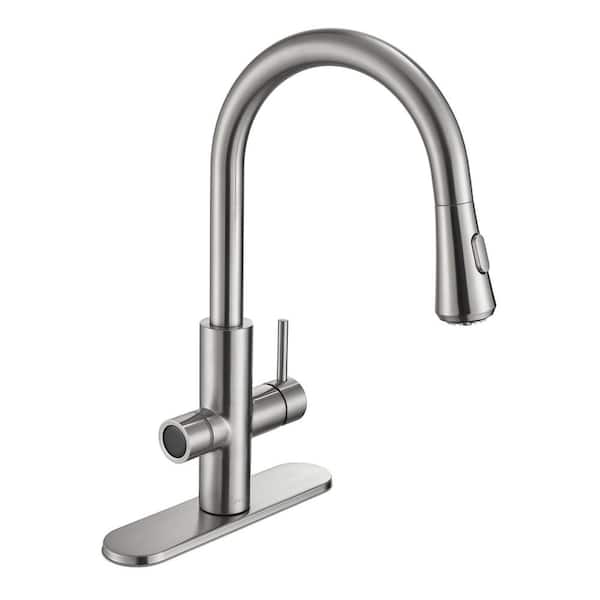 Sunset 4-in-1 Single Handle 360 Spout Swivel 17.5 in. Faucet for Instant Hot Water with Boiler Tank and Filter in Nickel