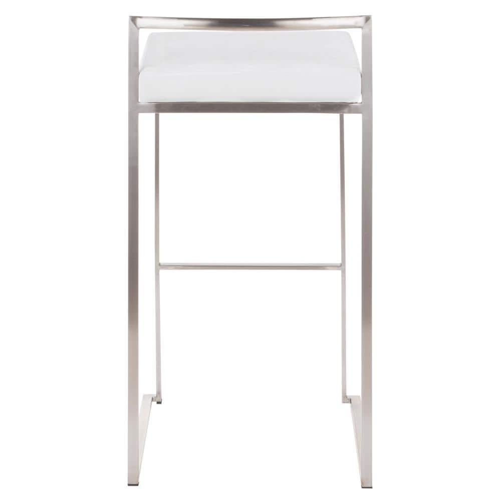 Fuji Contemporary Gold & White Leather Bar Stool