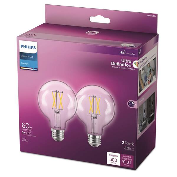 Philips 60-Watt Equivalent Ultra Definition G25 Clear Glass