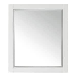 Transitional 28 in. W x 32 in. H Framed Rectangular Beveled Edge Bathroom Vanity Mirror in White