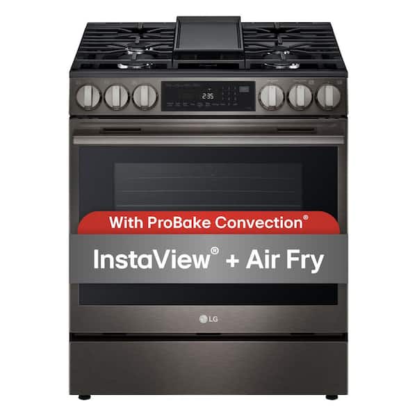 30 in. 5 Burners Slide in Gas Range in Black Stainless Steel with ProBake Convection