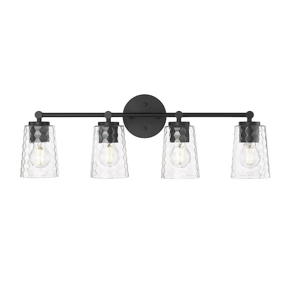 Millennium Lighting Ashli 28 in. 4-Light Matte Black Vanity-Light Clear ...