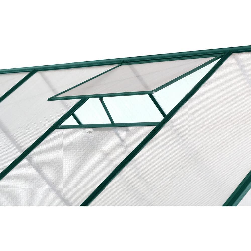 8' x 6' Green Polycarbonate Walk-In Greenhouse with Planter Beds